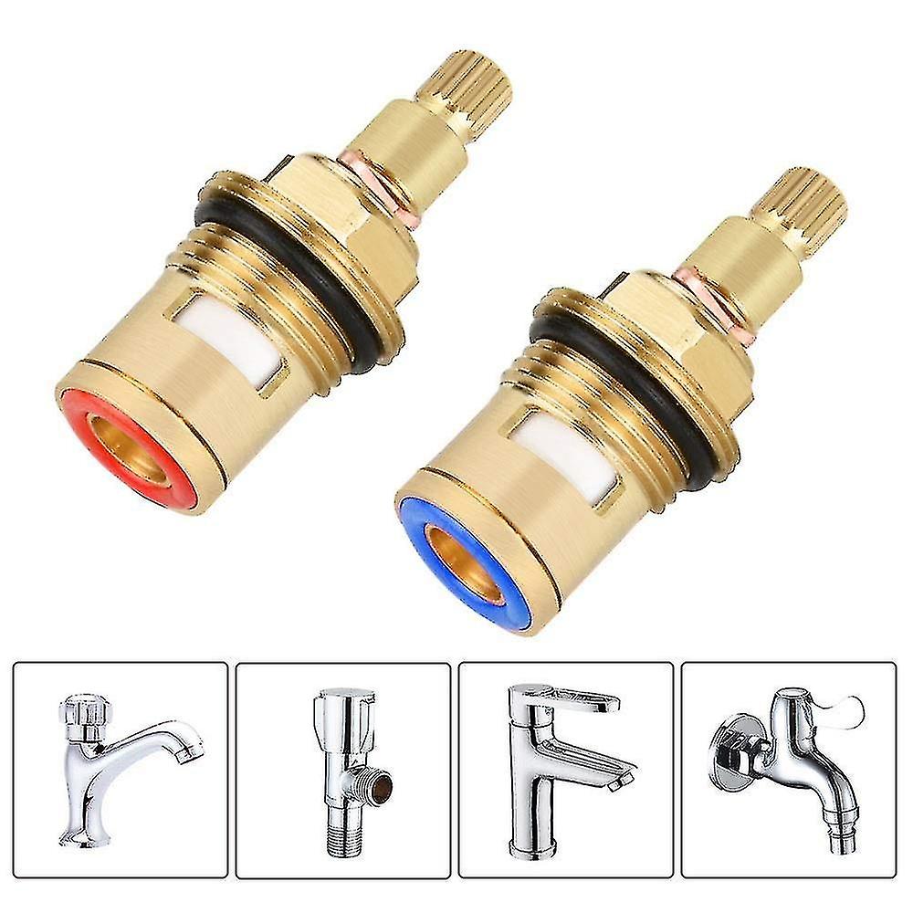 2pcs Replacement Tap Valves Brass Ceramic Stem Disc Cartridge Faucet Valve Quarter Turn 1/2