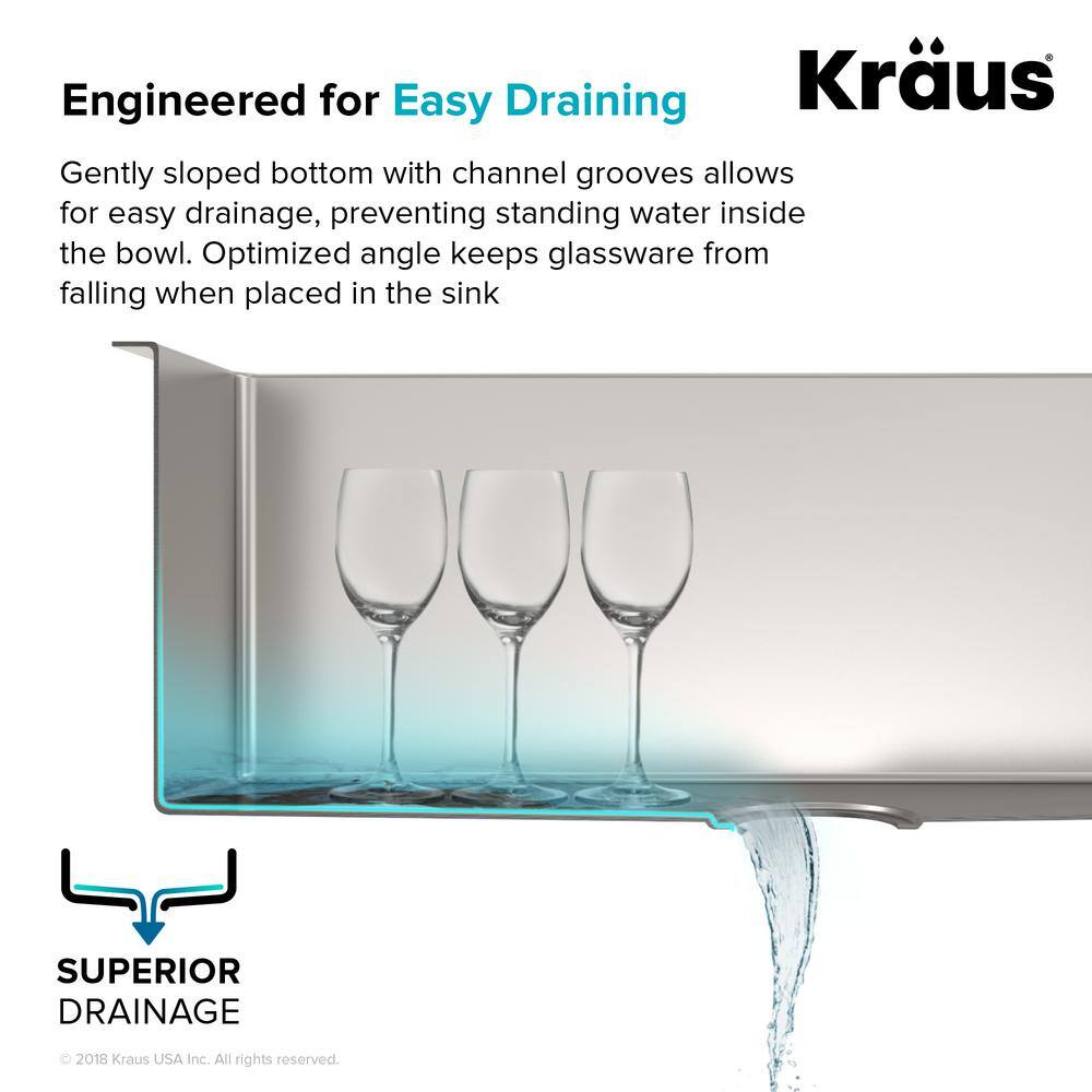 KRAUS Standart PRO 16 Gauge Stainless Steel 21 in. Undermount Bar Sink KHU101-21