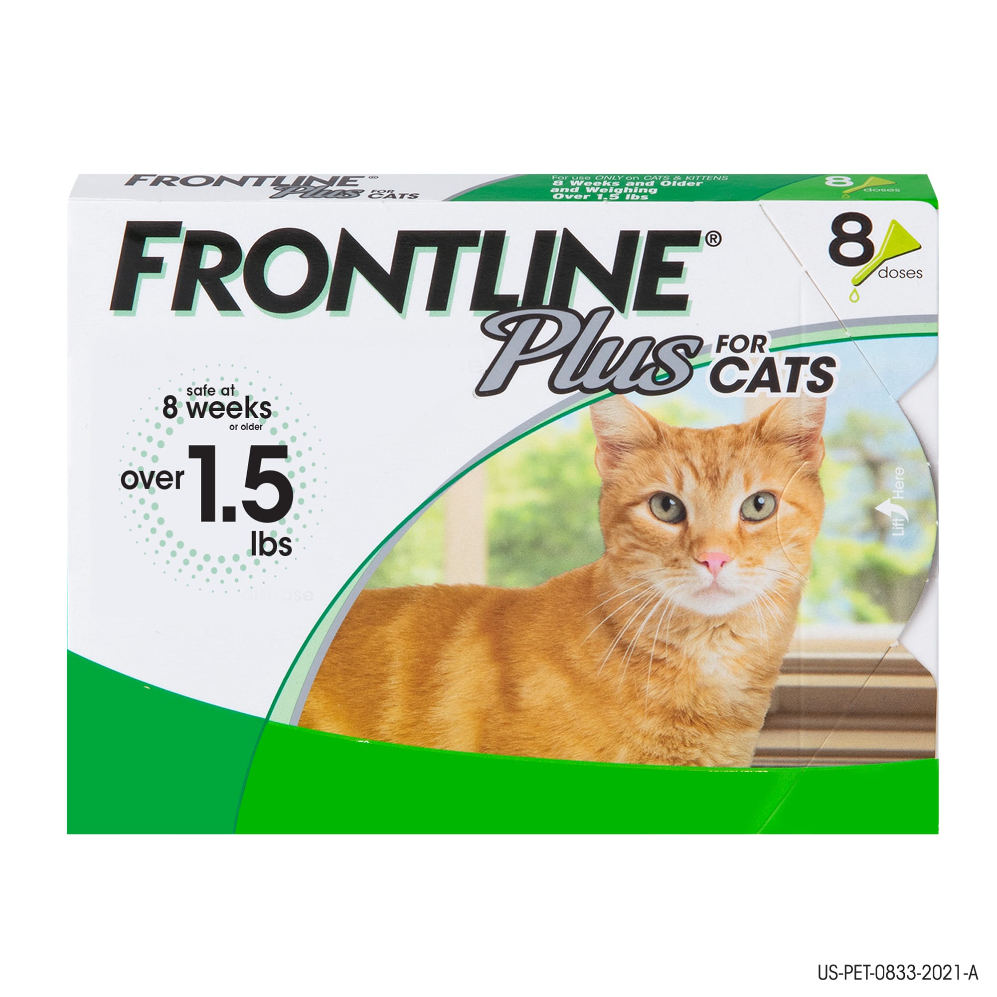 Frontline Plus Flea And Tick Treatment For Cats Over 1.5 Lbs.， 8 Treatments  | Flea Medicine For Cats， Cat Fleas Killer， Flea Medicine Kittens