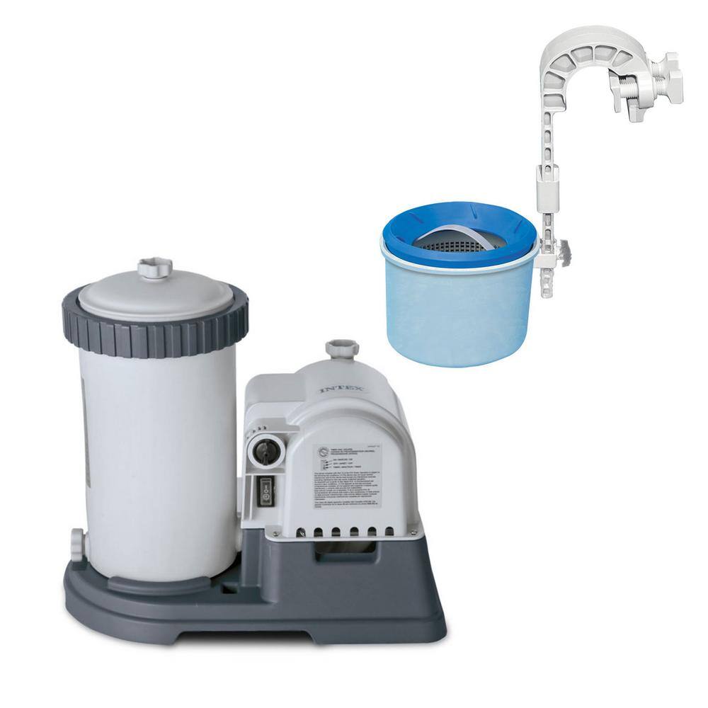 Intex Krystal Clear 2500 GPH Pool Filter Cartridge Pump and Wall Mounted Skimmer 28633EG + 28000E