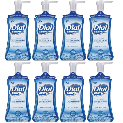 Dial Antibacterial Foaming Hand Wash， Spring Water， 7.5 oz， 8/Carton (05401CT)