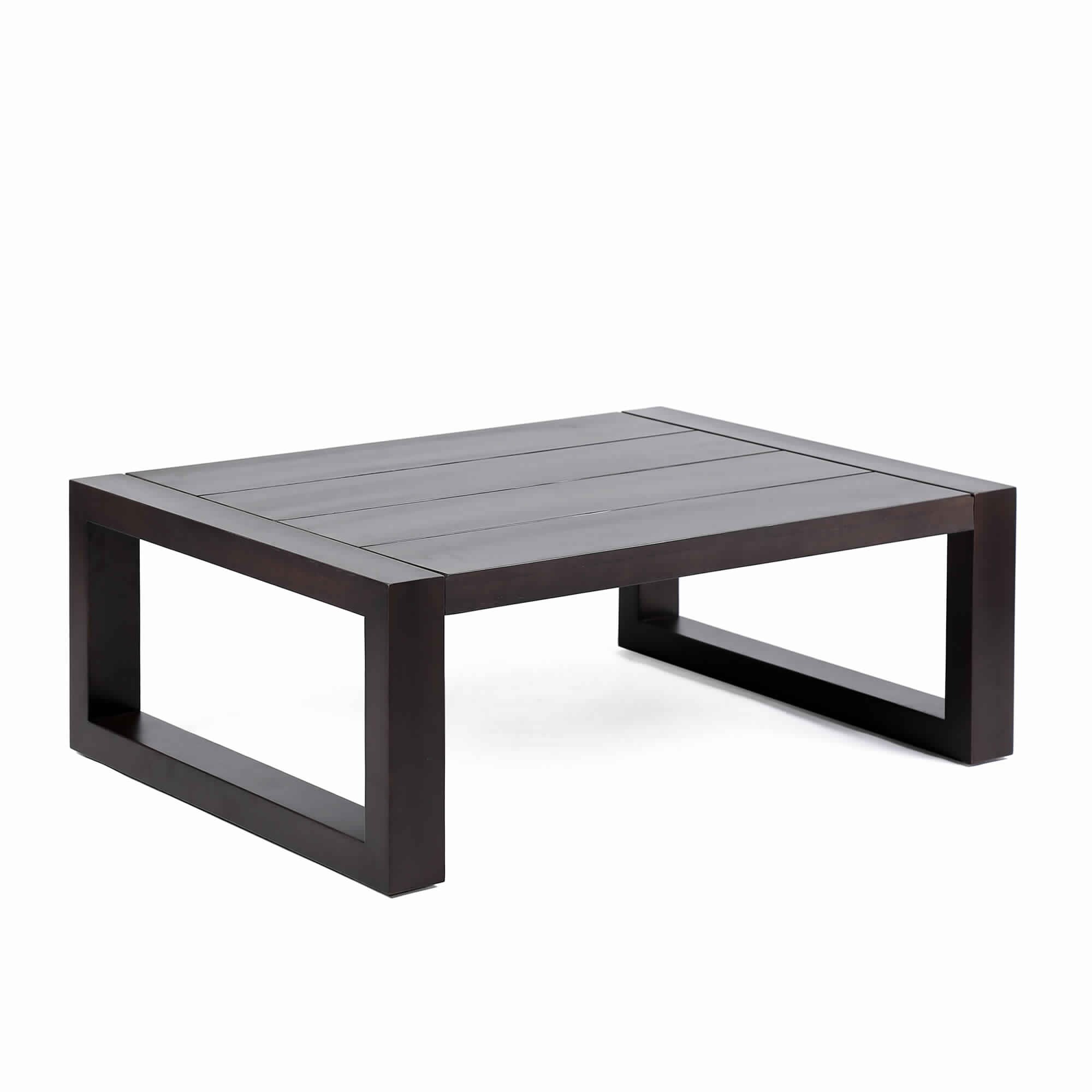 Wooden Outdoor Coffee Table with Plank Design Top， Dark Brown