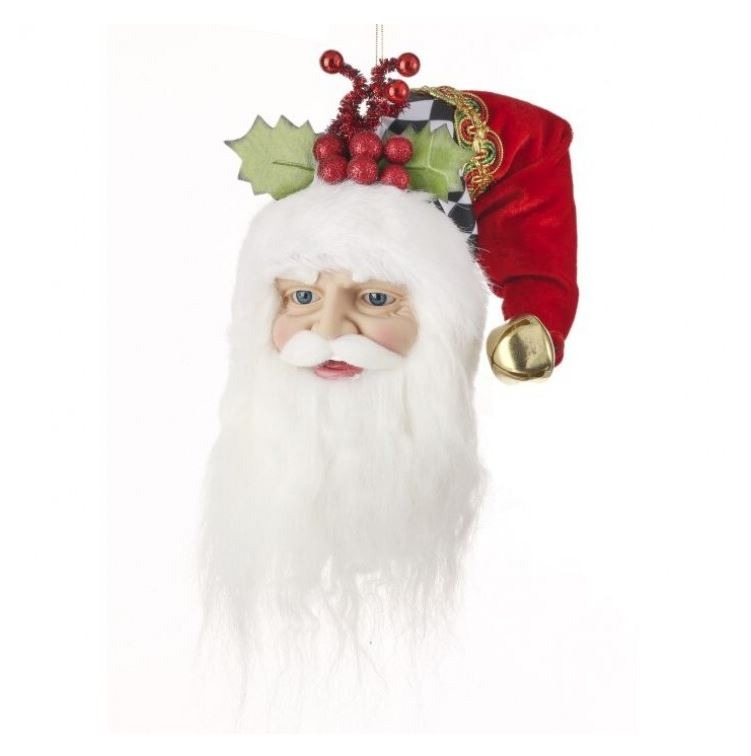 12 Red & White Santa Head Ornament Set Of 2