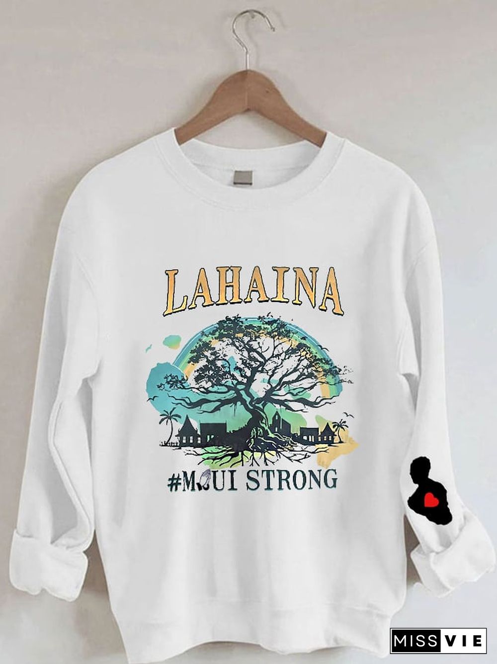 Women's Lahaina Strong Hawaii Lahaina Banyan Tree Print Crew Neck Sweatshirt