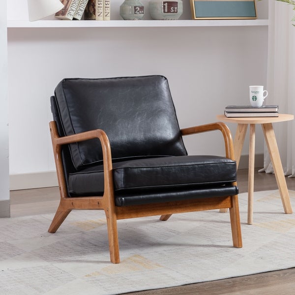 Accent Chair Modern Wood Upholstered Arm Chair