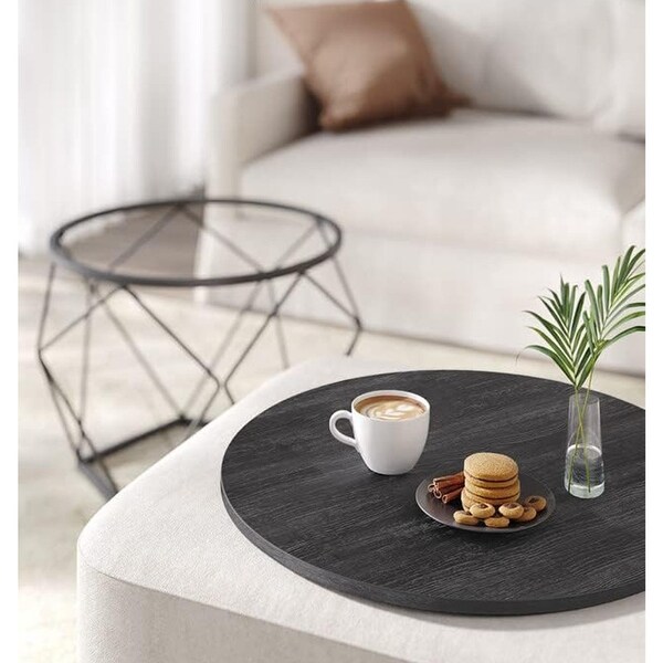 Small Coffee Table Set of 2，Round Coffee Table ，Black