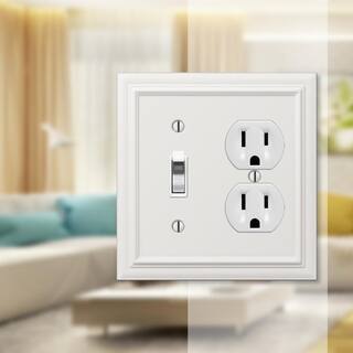 AMERELLE Continental 2 Gang 1-Toggle and 1-Duplex Metal Wall Plate - White 94TDW