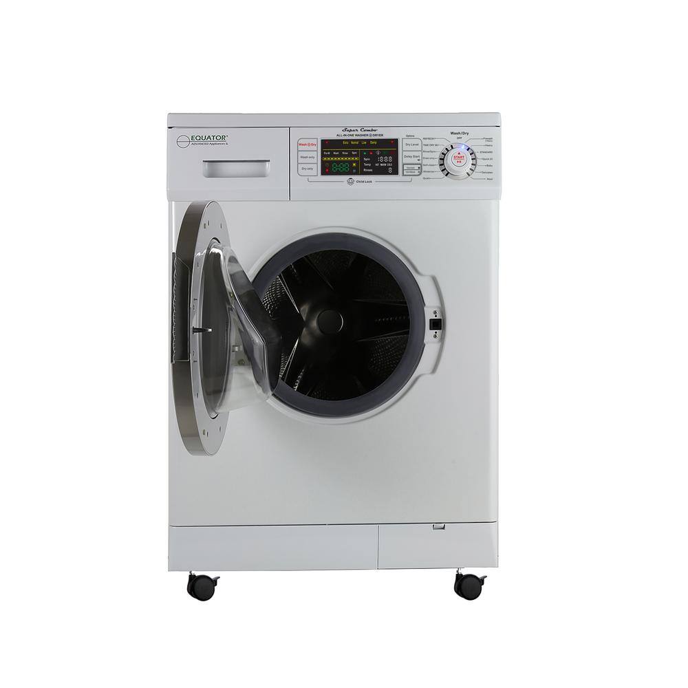 EQUATOR ADVANCED Appliances 24 in. 1.6 cu. ft. White High Efficiency Ventless Electric All-in-One Washer Dryer Combo with Portability Kit 4400 N + PBK 1070