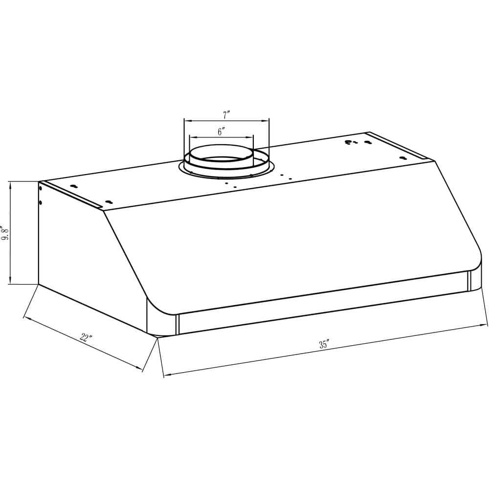 Winflo 36 in 298 CFM Ducted Under Cabinet Range Hood in Stainless with Steel Baffle Filters and Push Button