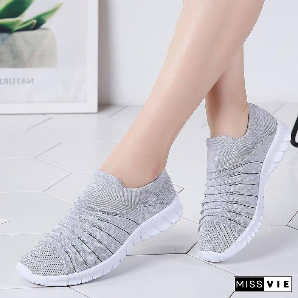 Summer Casual Socks Shoes For Women Fashion Woman Flats Slip On Lightweight Breathable Sneakers Zapatillas Mujer Deportiva