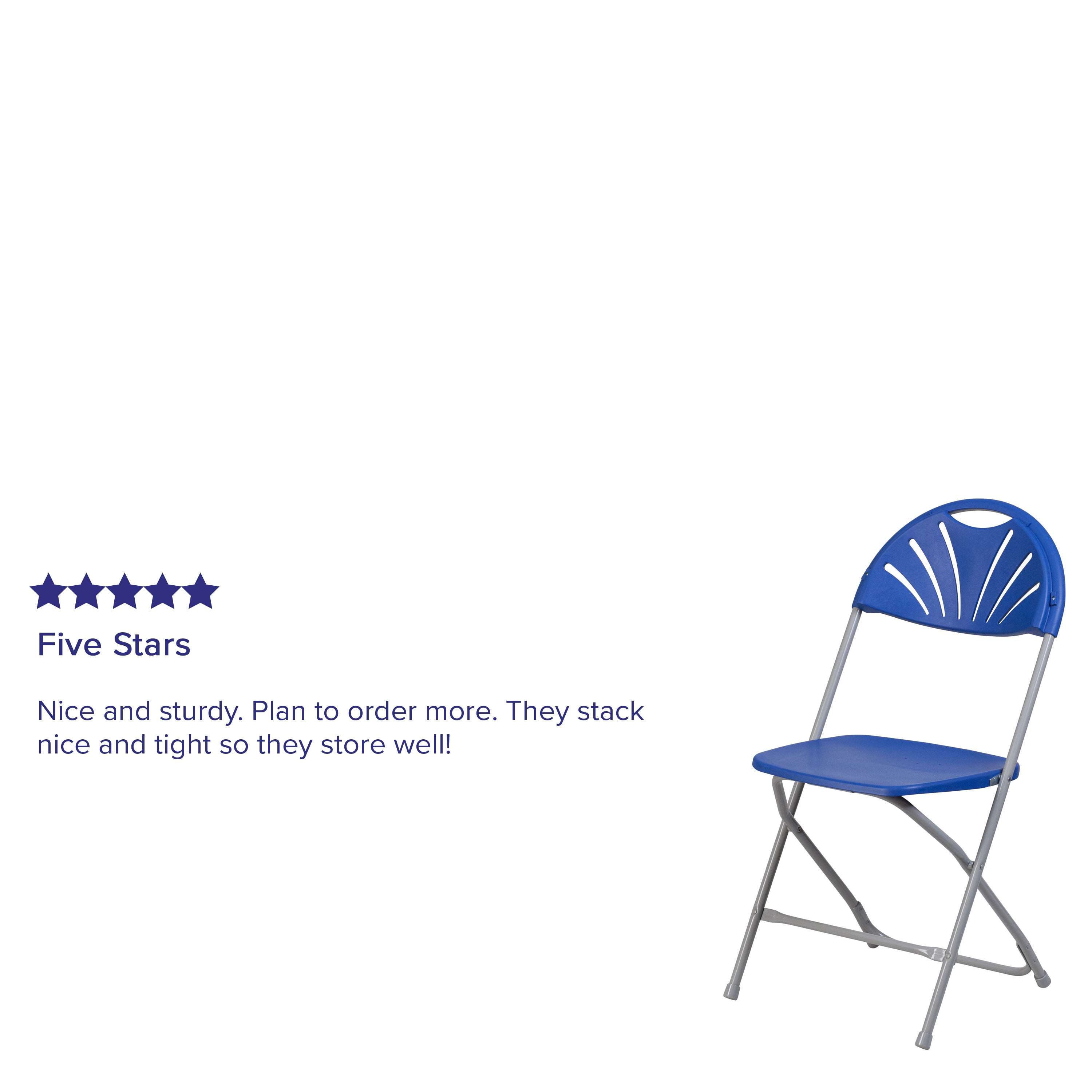 Flash Furniture 2 Pack HERCULES Series 650 lb. Capacity Blue Plastic Fan Back Folding Chair