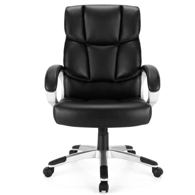 350 LBS Big & Tall Office Chair, Leather High Back Executive Chair, Adjustable Swivel Computer Task Desk Chair