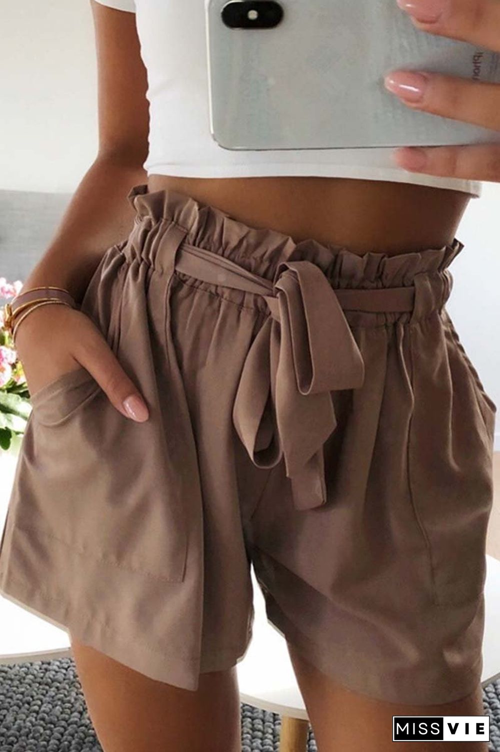 Casual Wide Leg Shorts With Ruffle(5 Colors)