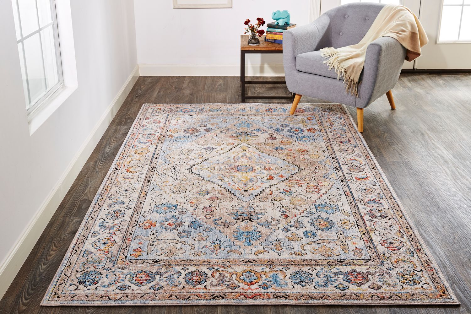 Matana Gray and Blue Rug by BD Fine