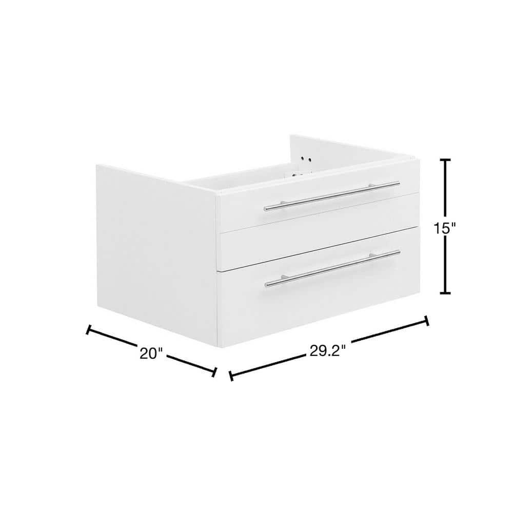 Fresca Lucera 30 in W Wall Hung Bath Vanity Cabinet Only in White