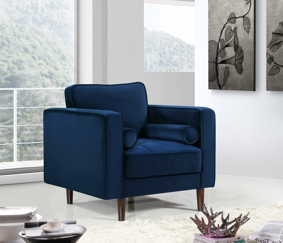 Emily Velvet Living Room   Midcentury   Armchairs And Accent Chairs   by Meridian Furniture  Houzz