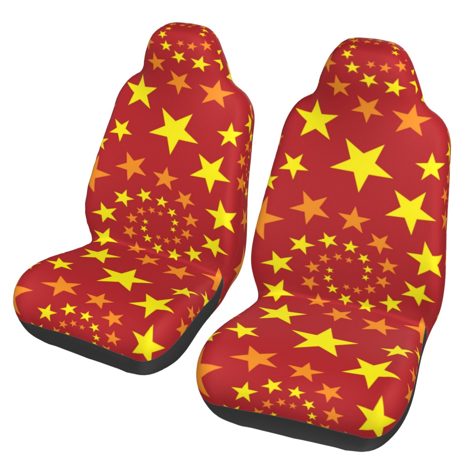 TEQUAN Front Seat Covers， Red Star Holiday Pattern 2 Piece Car Seat Cover Fit Most Car SUV Truck Van