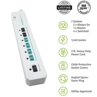 Simply Conserve 3 ft. 7-Outlet Energy-Saving Advanced Surge Protector SC73T1