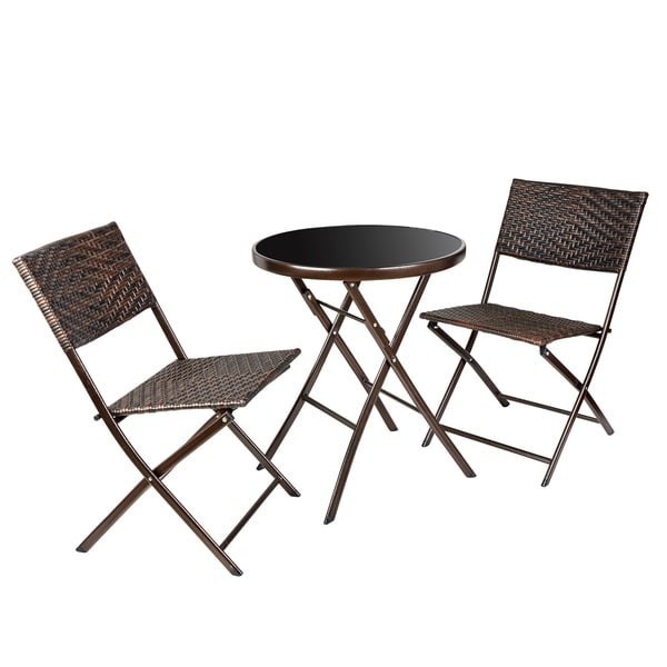 Porthos Home Rattan Patio Furniture Bistro Set ，Table and Two Chairs