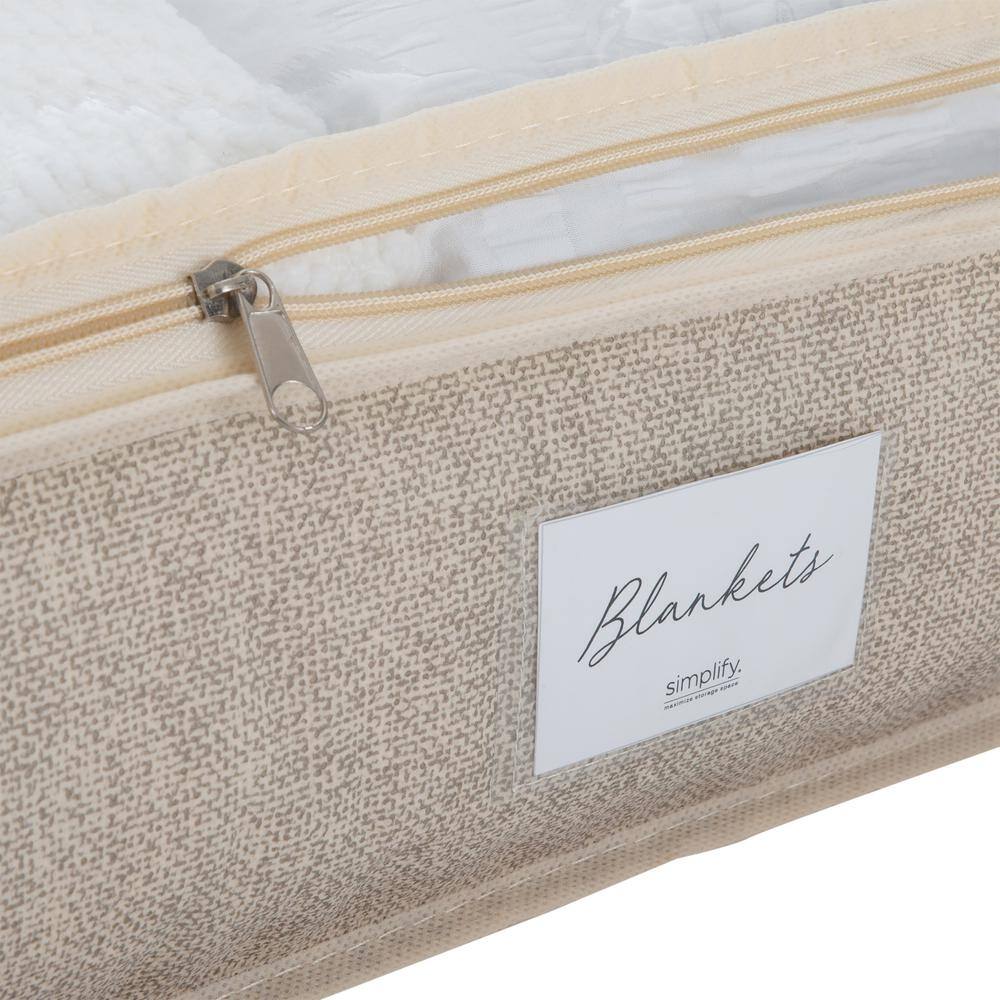 Simplify 40 in. x 18 in. x 6 in. Under-the-Bed Storage Bag in Faux Jute 25424-FEJ