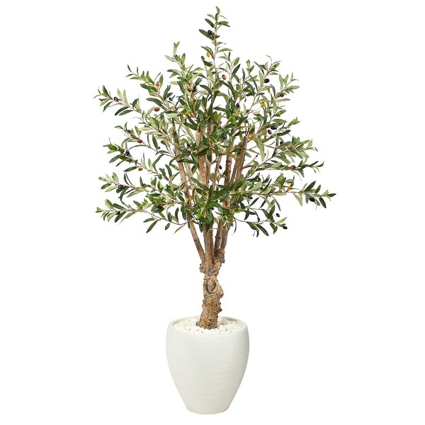 53 Olive Artificial Tree in White Planter