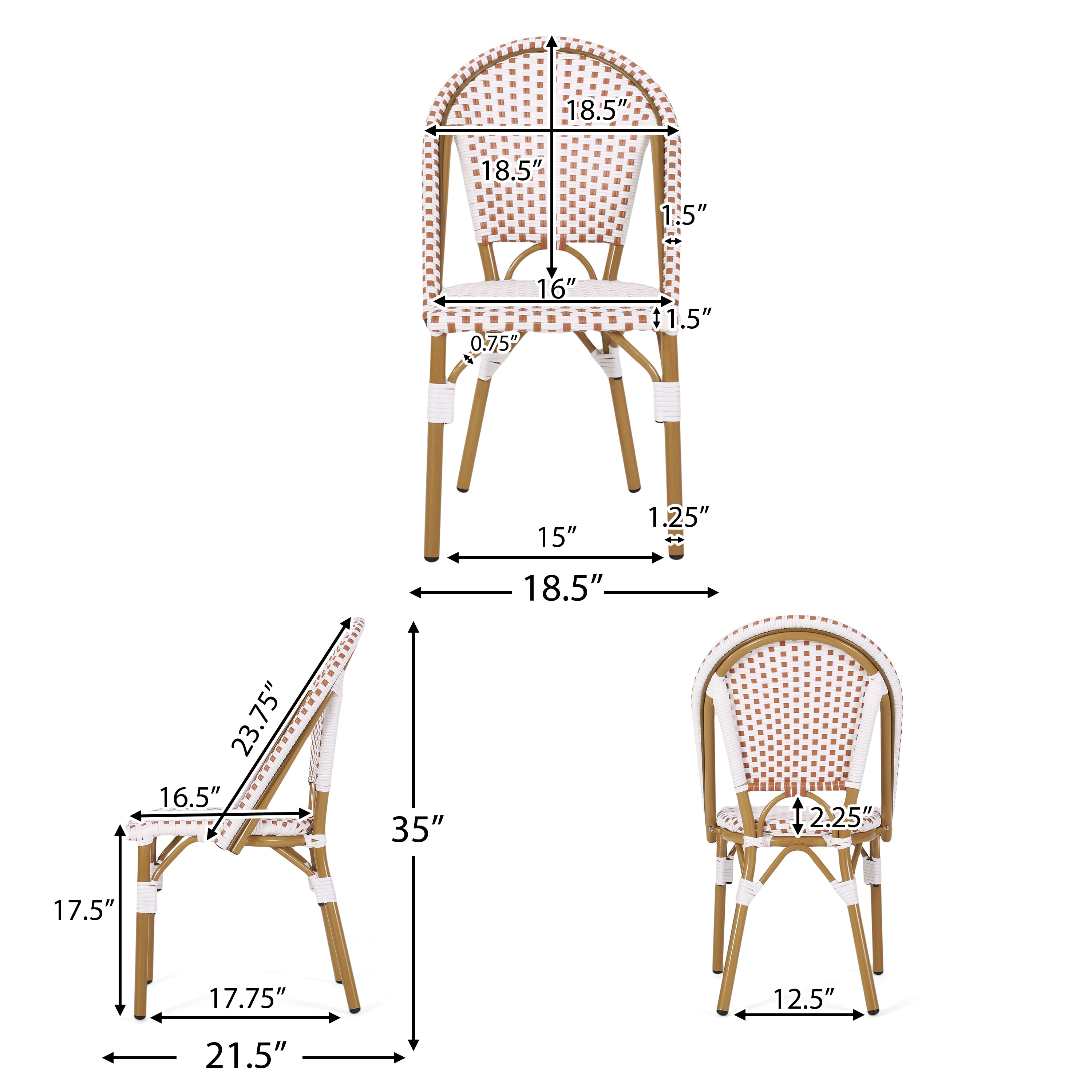 Brandy Outdoor French Bistro Chair, Set of 2