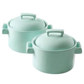 MARTHA STEWART 2-Piece 6 Inch Mint Casserole and Lid Bakeware Set 985118734M