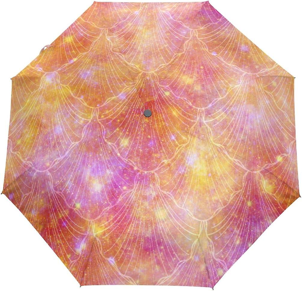 Travel Umbrella Automatic Windproof Foldable Umbrella Mermaid Fantasy Galaxy Print