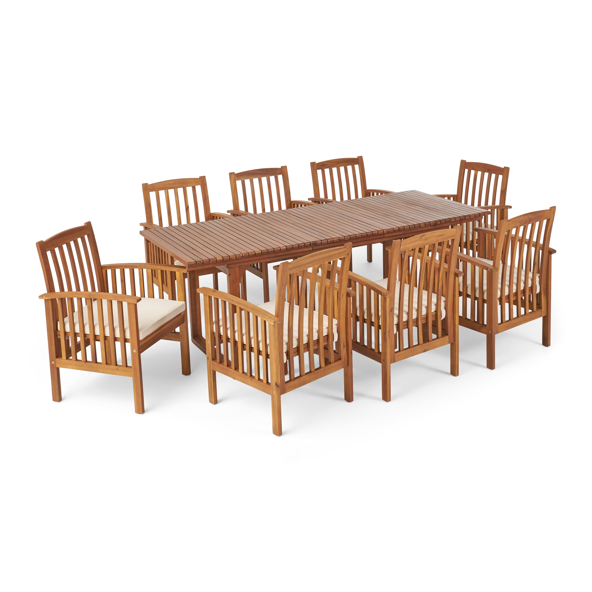 Bowdon Outdoor 8 Seater Expandable Acacia Wood Dining Set