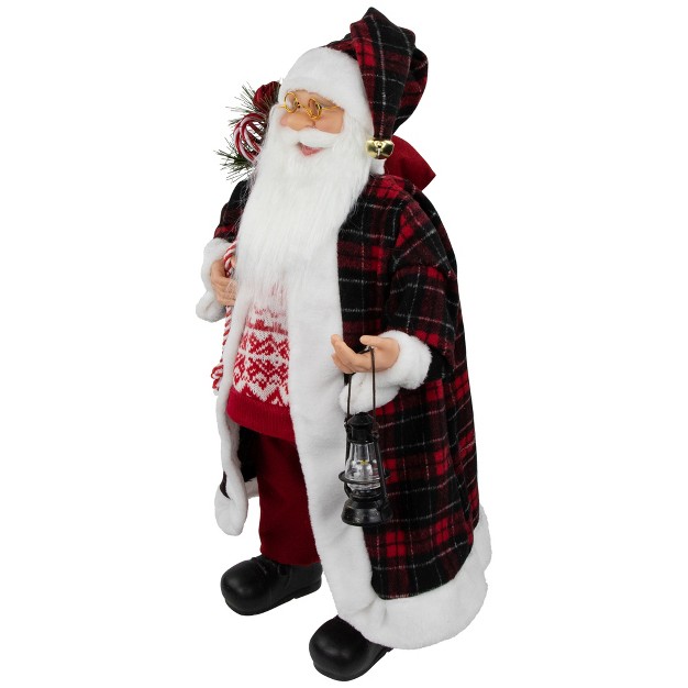 Red And White Santa Claus With Lantern And Gift Bag Christmas Figure