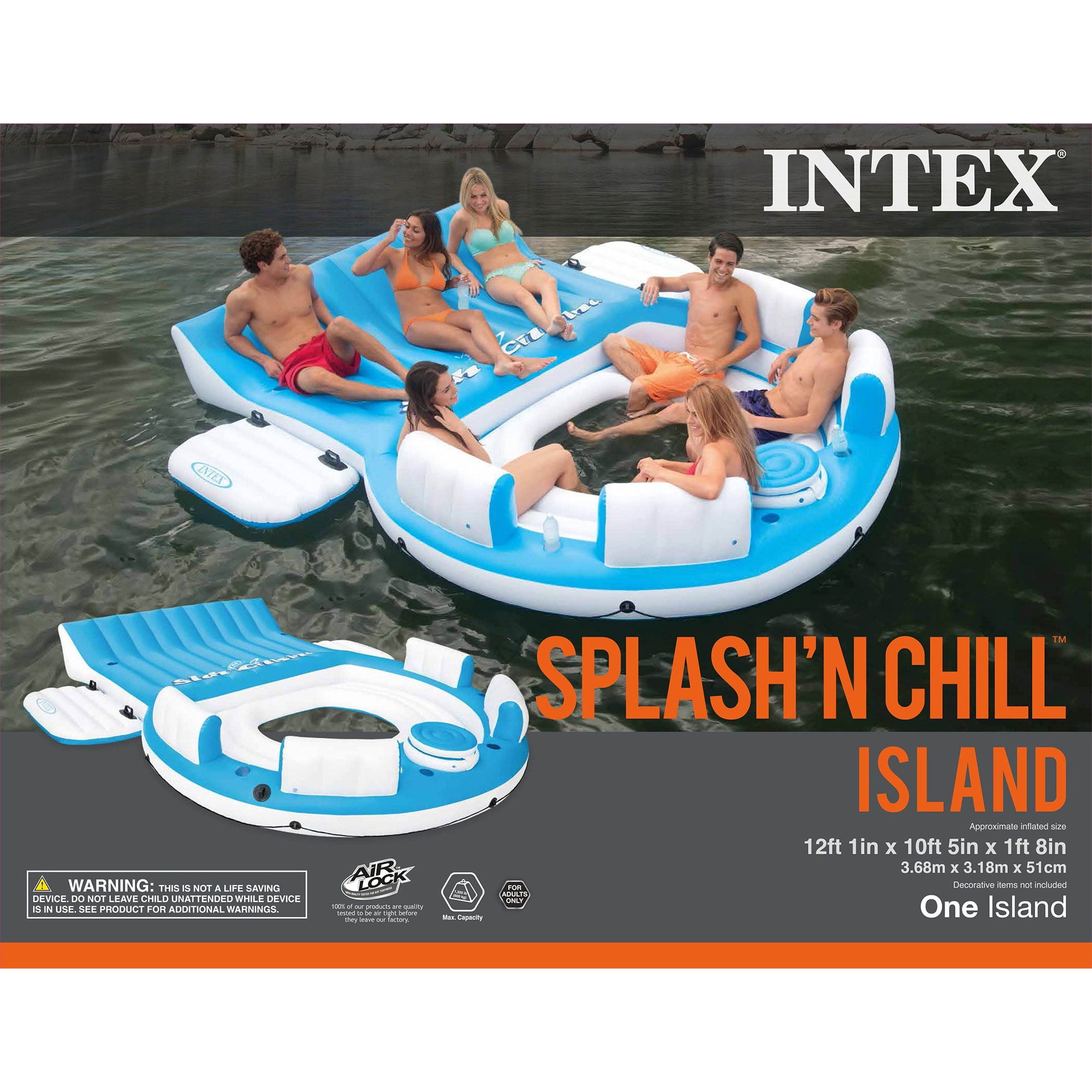 Intex 56299EP 7 Person Inflatable Splash N Chill Lake and Pool Lounger