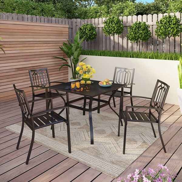 5piece Outdoor Ecoated Patio Dining Set with Stackable Chairs