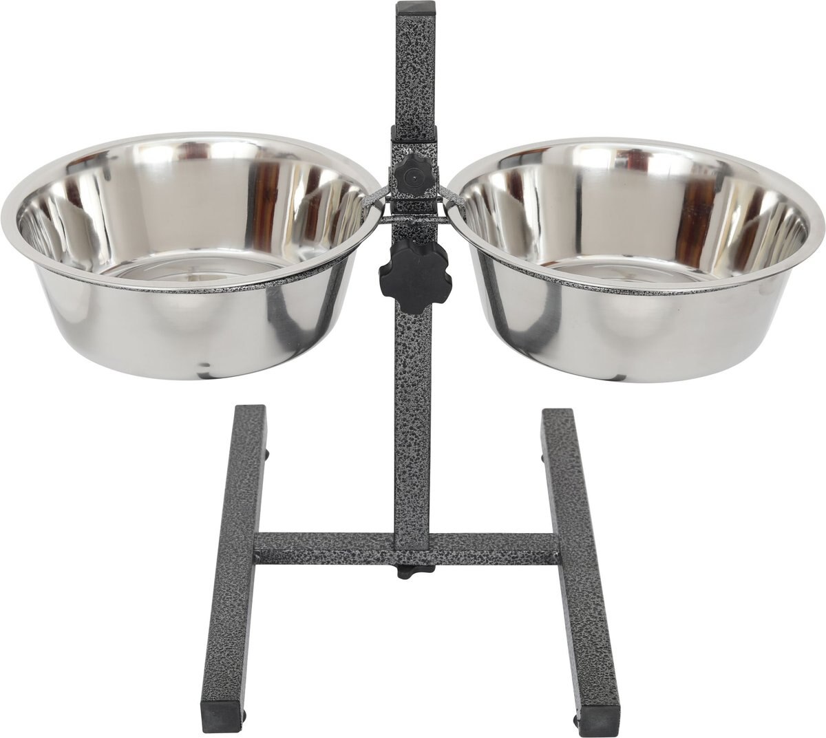 Iconic Pet Adjustable Stainless Steel Elevated Dog Bowl， H Design