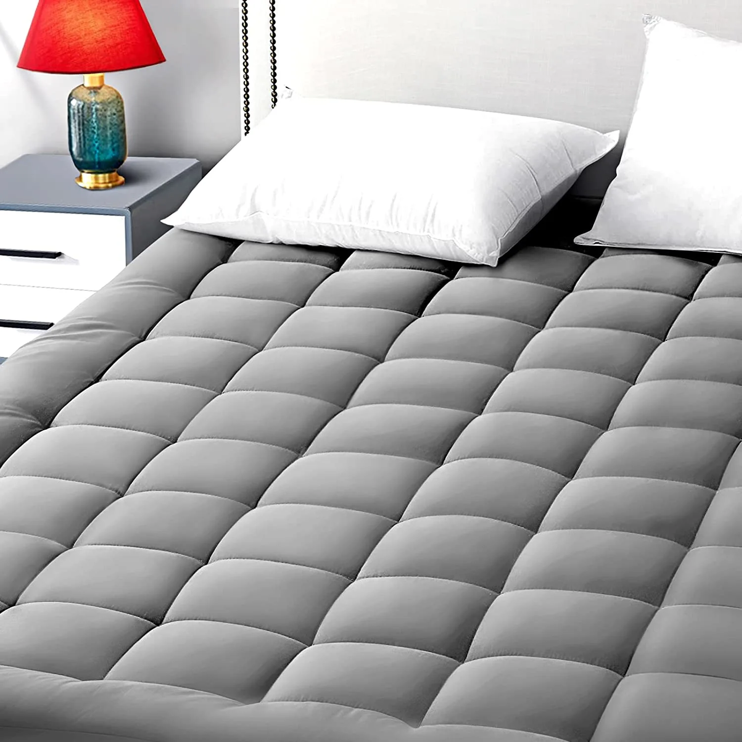 Queen Size Mattress Pad Pillow Top Mattress Cover Quilted