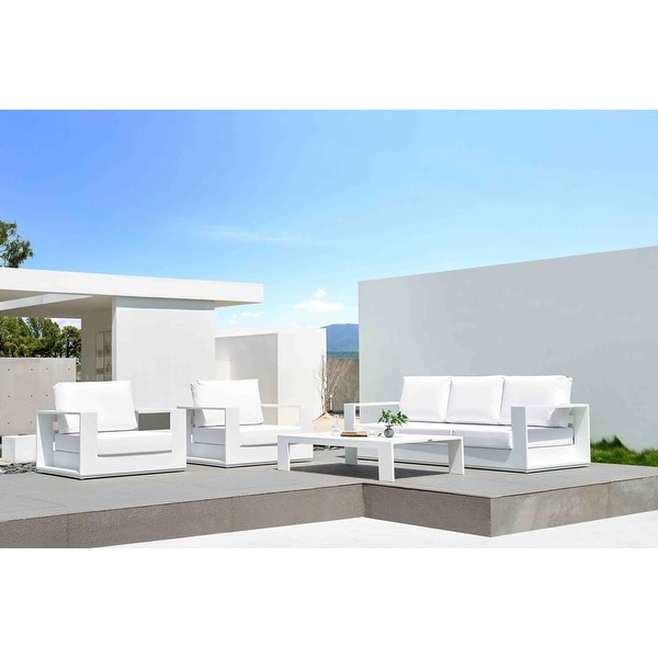 Faena White 4Piece Aluminum Outdoor Conversation Seating Set