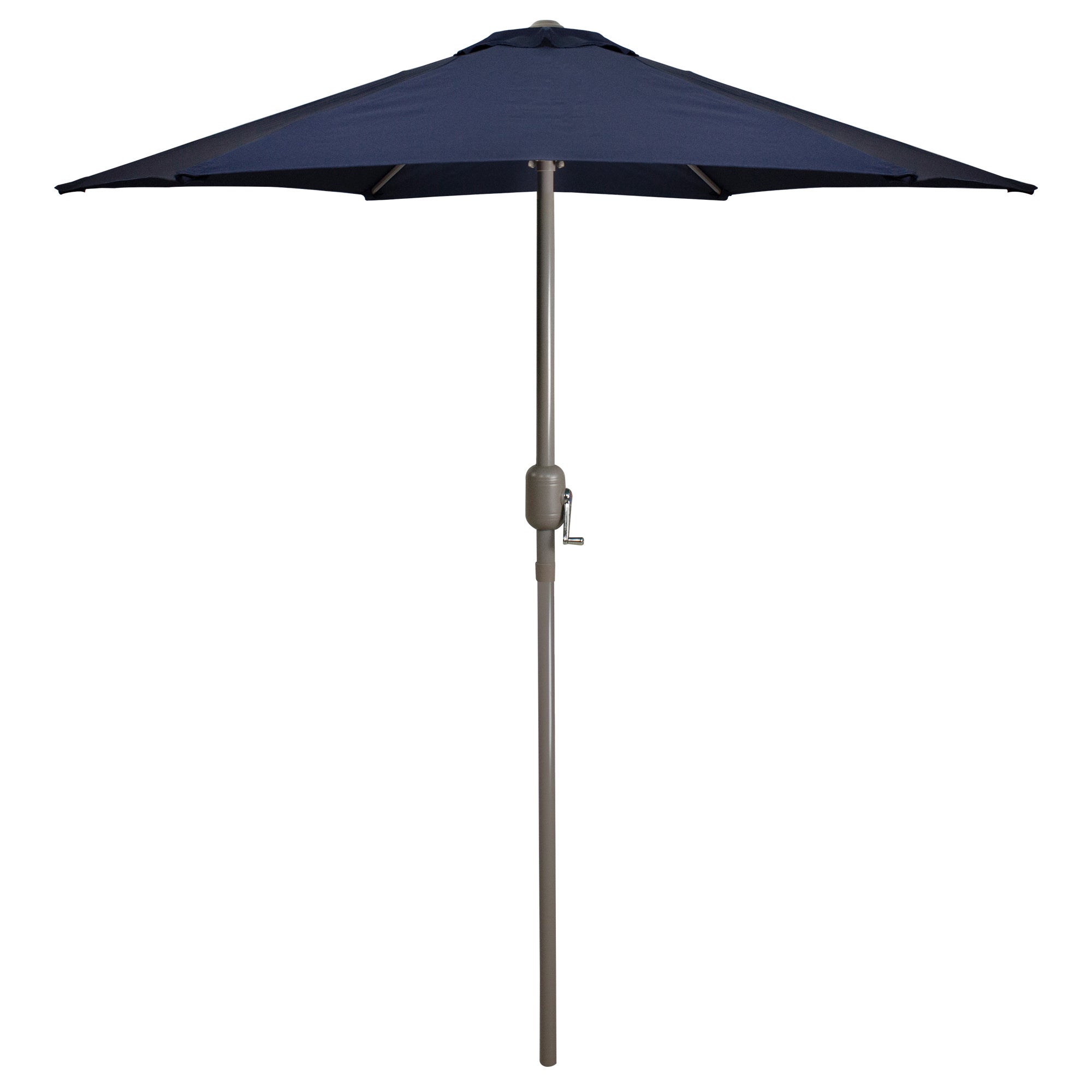 7.5ft Outdoor Patio Market Umbrella with Hand Crank, Navy Blue