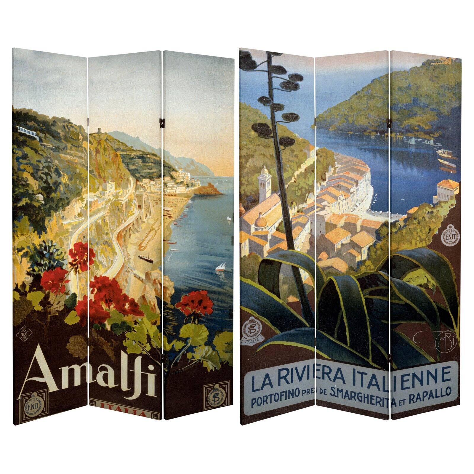 Oriental Furniture 6 ft. Tall Amalfi/Riviera Canvas Room Divider - 3 Panel