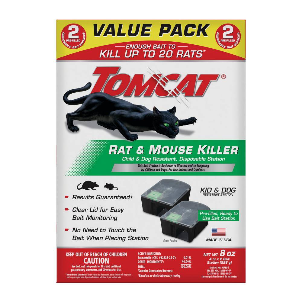 TOMCAT Rat and Mouse Killer Disposable Station Value Pack with 2-Disposable Bait Stations Child and Dog Resistant 438840405