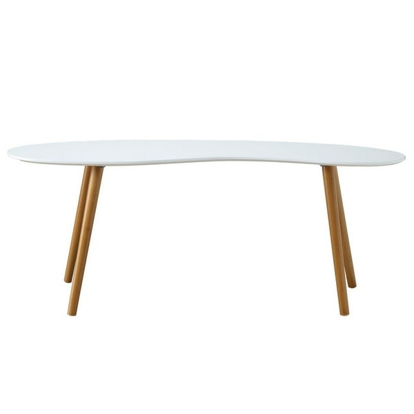 Oslo Bean Shaped Coffee Table， White/Natural