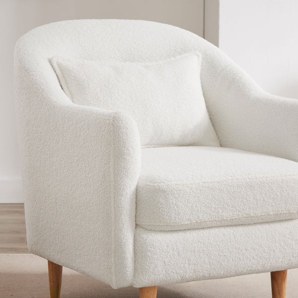 VANOMi 28.34'' Accent Armchair， Velvet Barrel Chair with Solid Wood Legs