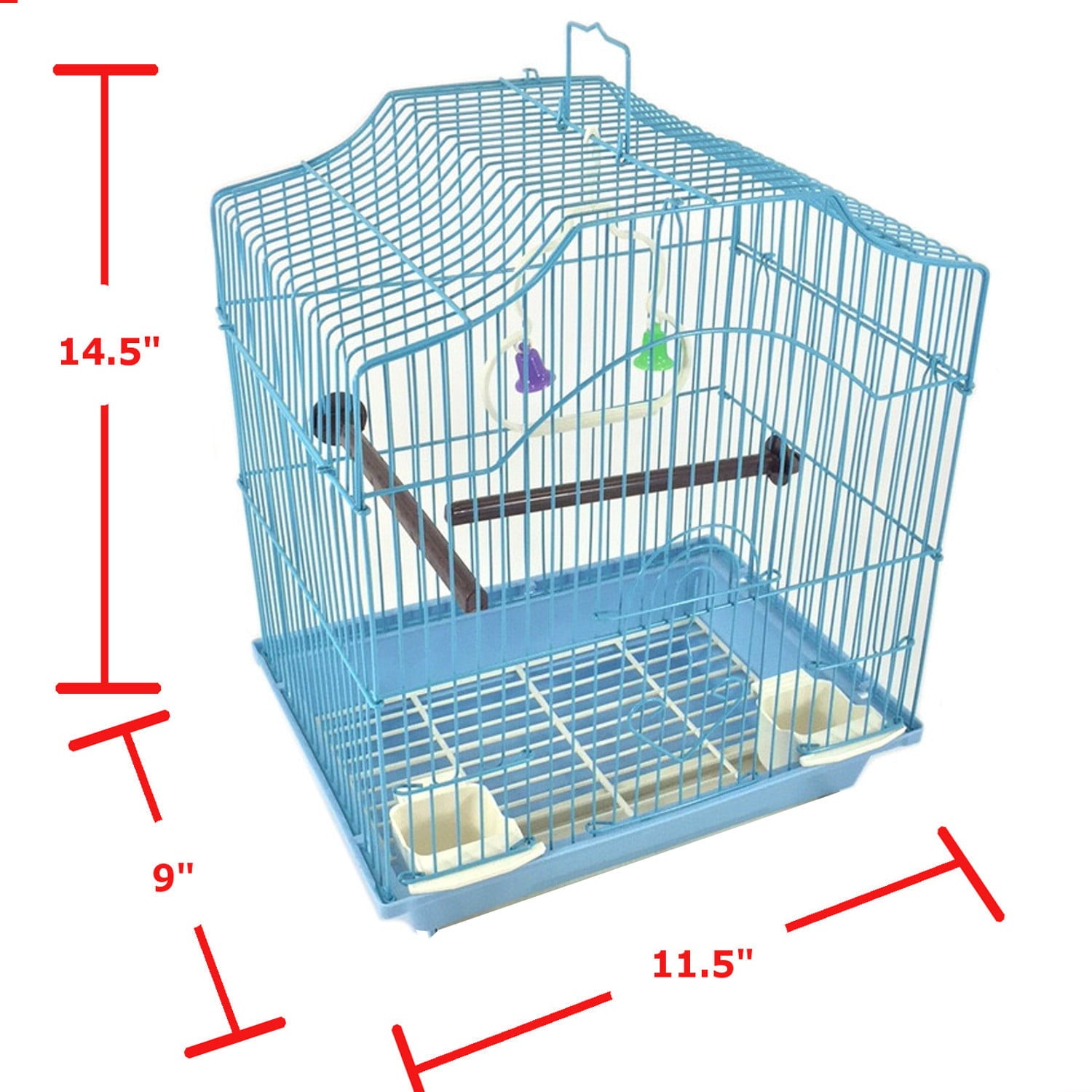 EDMBG Blue 14-inch Medium Parakeet Wire Bird Cage for 1 or 2 Birds perfect Bird Travel Cage and Hanging Bird House