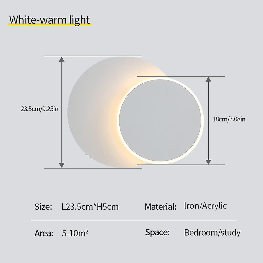 12W White Indoor Wall Lights， Modern LED Wall Lights， 360 Rotating 3000K Warm White， Lighting for Living Room Staircase Bedroom