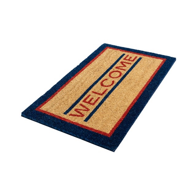 X 2 x27 4 quot Welcome Indoor outdoor Coir Doormat Blue red brown Entryways