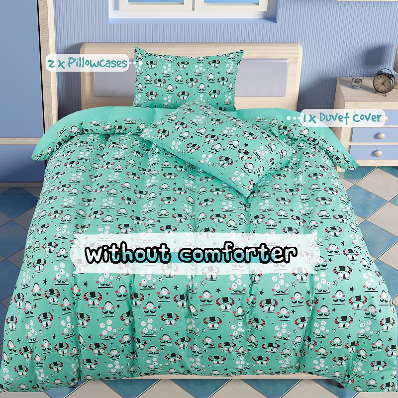 Polyester Kids Duvet Cover 3 Piece Set Alien Pattern Full