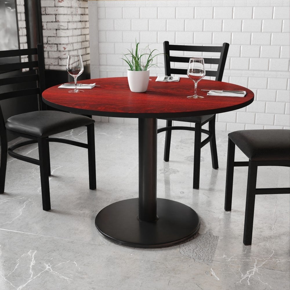 42'' Round Laminate Table Top with 24'' Round Table Height Base - Mahogany