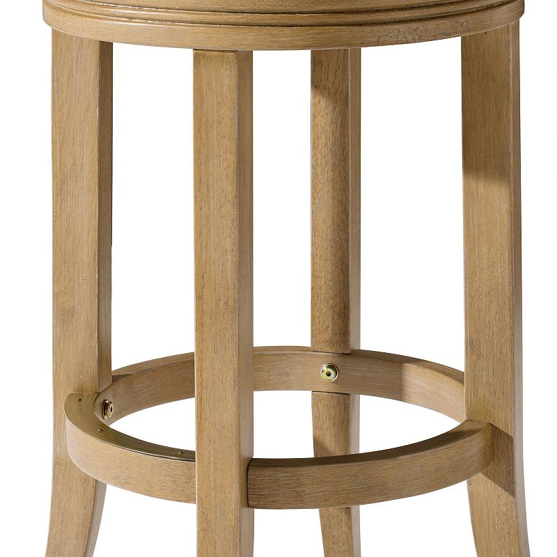 Maven Lane Eva Counter Stool， Weathered Oak Finish W/ Avanti Bone Vegan Leather