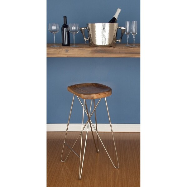 Brown Wood Contemporary Bar Stool - 16 x 16 x 30