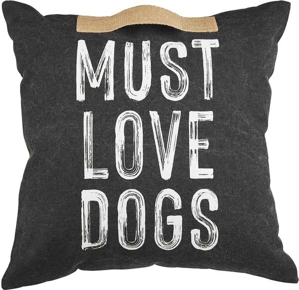 Mud Pie Jute  Must Love Dogs Handle Pillow， Black