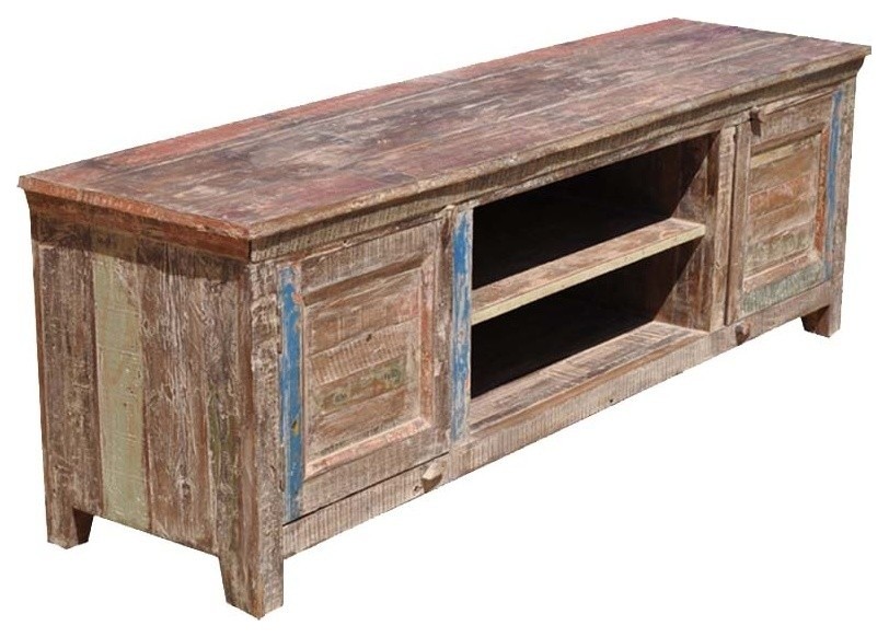 Rustic Distressed Reclaimed Wood Drawer Storage Media Console   Farmhouse   Entertainment Centers And Tv Stands   by Sierra Living Concepts Inc  Houzz