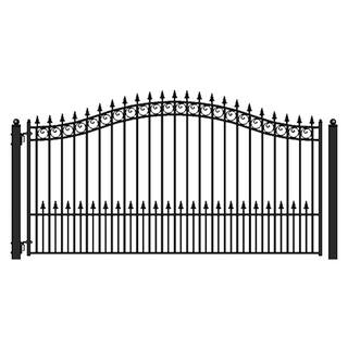 ALEKO Prague Style 18 ft. x 6 ft. Black Steel Single Swing Driveway Fence Gate DG18PRASSW-HD